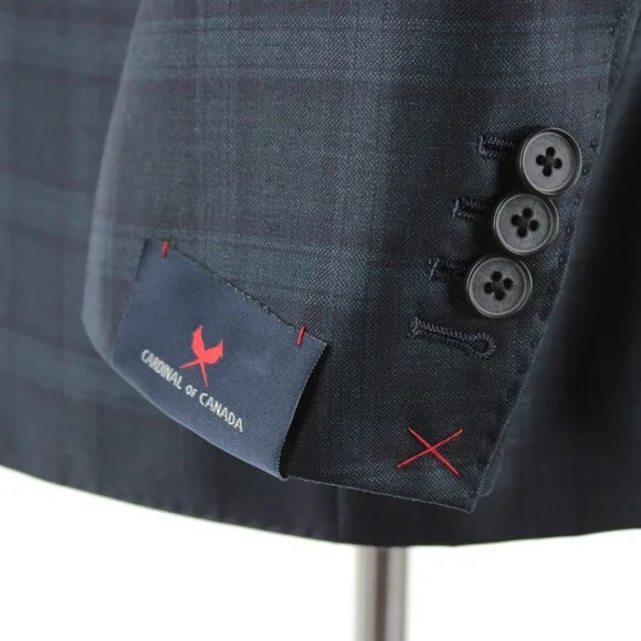 Cardinal of Canada NWT Wool Sport Coat Size 44R US In Dark Green w/ Navy Plaid